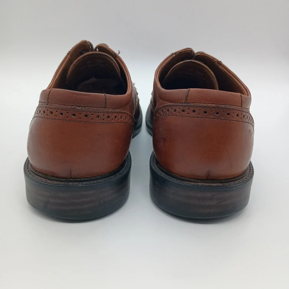 Johnston & Murphy Mens 12M Brown Leather Wingtip Oxford Brogue Shoes‎